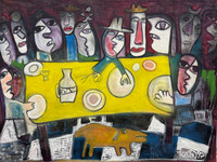 Fuster (José Rodríguez Fuster), "The last Supper," 1997. Oil on canvas.  47" x 35.5" #2661