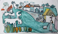 Fuster (José Rodríguez Fuster), Untitled, 1990. Mixed media: ink and crayon on paper. 13.25" x 22.5". #321