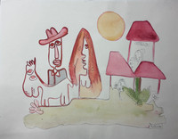 Fuster (José Rodríguez Fuster), "Cuba va," N.D.. Watercolor on paper. 15.25" x 20" #31