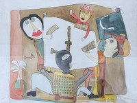 Fuster (José Rodríguez Fuster), Untitled, 1994. Mixed media: ink and watercolor on paper. 14" x 19". #3672B (SL) NFS