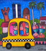 Fuster (José Rodríguez Fuster), Untitled, 1994. Mixed media: Acrylic and ink on canvas.  17" x 16". #5688A