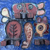Fuster (José Rodríguez Fuster),  Untitled, N.D. Glazed painted ceramic tile.    5.5" X 8". #5047E