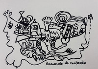Fuster (José Rodríguez Fuster), "Recuerdos de Caibarién,"  2018. Ink on paper.   6" × 8”. #5154E
