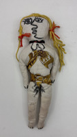 Fuster (José Rodríguez Fuster), Untitled, 1999. Double-sided male/female doll with Cuban print fabric. 10" H × 4" W × 1" D  #5837G