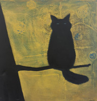 Yordany Jimenez Pavon, "Gato sobre arbol," N.D. Acrylic on canvas. 39.5” x 39.5”. #6716B