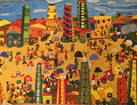 021 Llopiz (Angel Llopiz Martinez), "Festival del caribe," 2010. Oil on canvas. 24”x 32” #5463