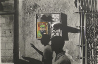 Raúl Martínez,        From the series: "Murales y banderas," 1981. Silver gelatin print, colored ink & pencil.                                                                          15.5” x 19.5”  #99B