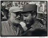 Osvaldo Salas, Untitled (Ernest Hemingway meets Fidel Castro in Cuba during a fishing competition that Hemingway has sponsored), 1960. Silver gelatin print
