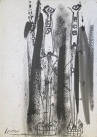 Lescay (Alberto Lescay Merencio) #8095.  Untitled, 2012. Ink and charcoal on paper, 27" x 20 inches. 