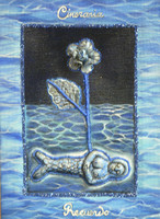 Brito (Jacqueline Brito Jorge) #6533. "Ikebana," 2007. Mixed media/ Ceramic and oil on canvas, 9.25 x 6.5 Inches