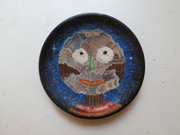 Edward Bestrad #8025 " Magica no para un nino", 2013. Collage on ceramic plate, 8 inches diameter.  $110                              