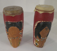 Eduardo Cordova #6566  (Sl)  Hand Painted Ceramic Drums  4" x 1.5"