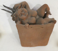 Martha Jimenez #5459  Untitled, N.D. Clay Sculpture From Camaguey, Cuba. 7 X 5.5 X 2.25 Inches. SOLD!