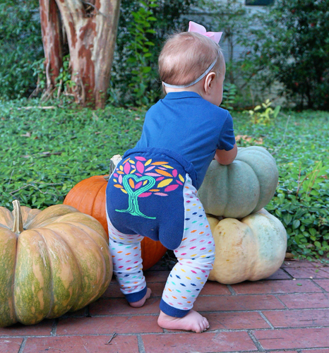 X Small Doodle Pants White Multi-Colored Tree Leggings