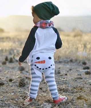 Snowman Stripe Leggings Doodle Pants