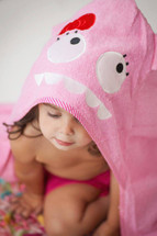 Pink Monster Hooded Towel