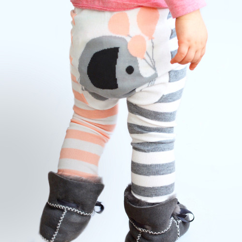 Pink Elephant Cotton Leggings Doodle Pants