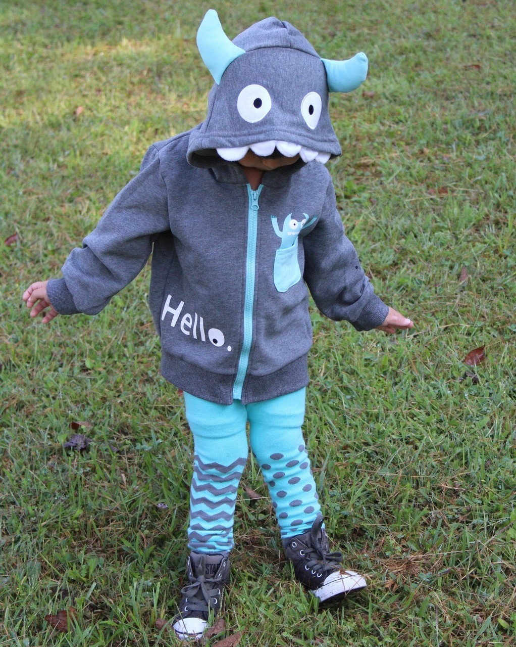 Blue Monster 3d Zip Up Hoodie Doodle Pants