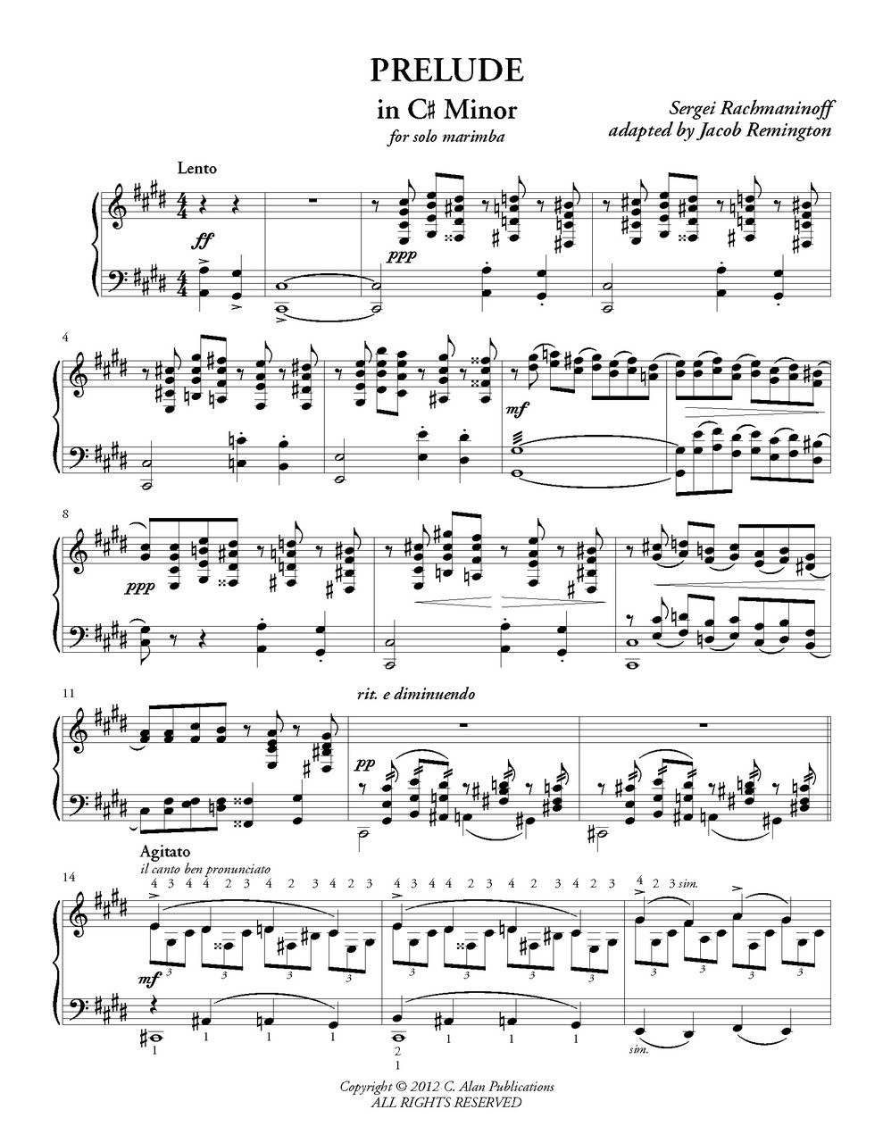 前奏曲 嬰ハ短調 セルゲイ ラフマニノフ マリンバ Prelude In C Minor 吹奏楽の楽譜販売はミュージックエイト 前奏曲 嬰ハ短調 セルゲイ ラフマニノフ マリンバ Prelude In C Minor 吹奏楽の楽譜販売はミュージックエイト