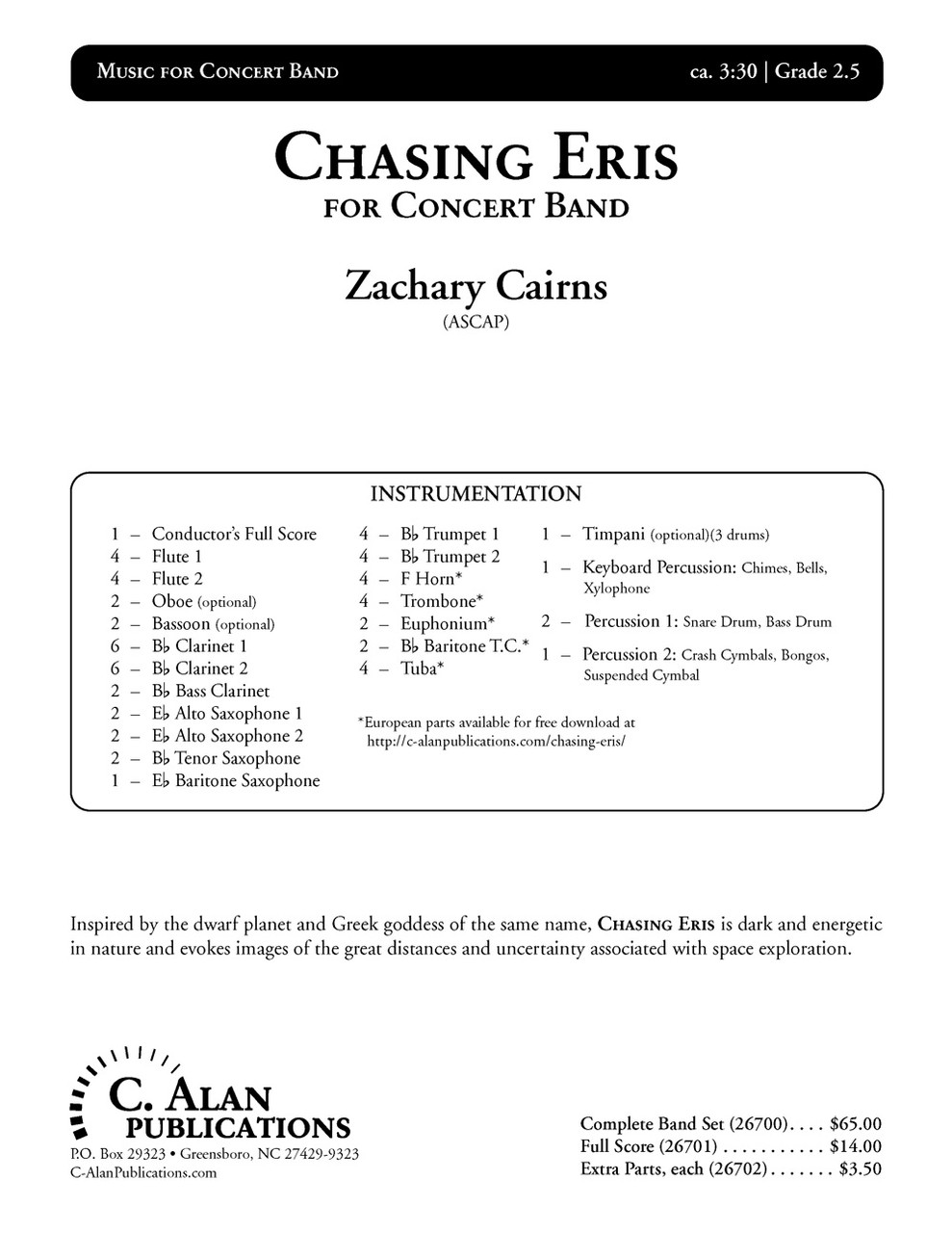Chasing Eris Band Gr 2 Zachary Cairns