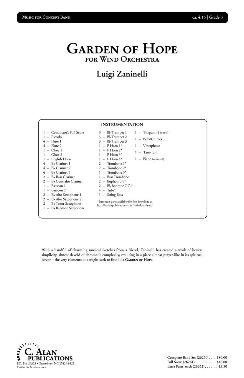 Garden Of Hope Band Gr 3 Luigi Zaninelli