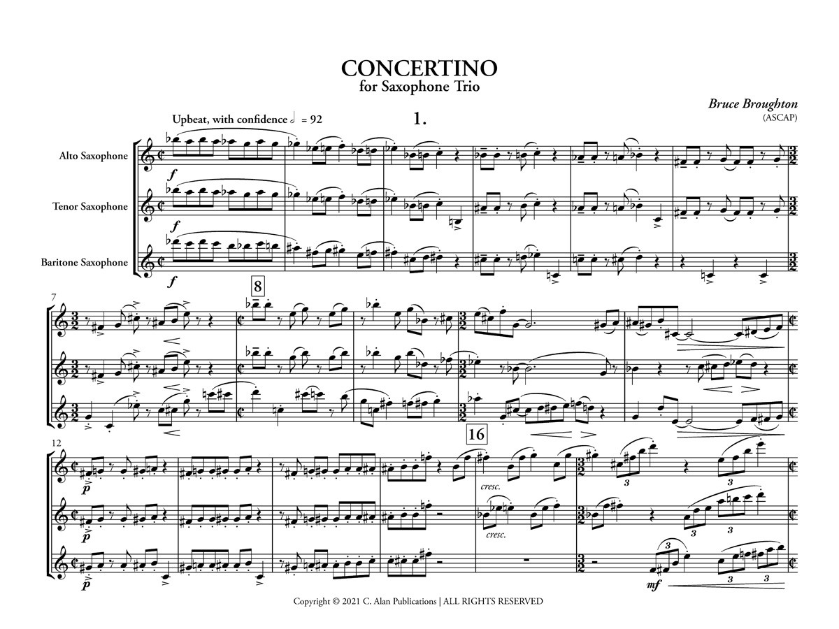 サクソフォーン3重奏のためのコンチェルティーノ／ブルース