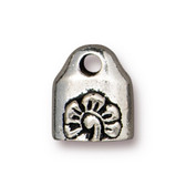  Blossom Crimp End Cap, Antiqued Silver Plate