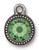 Peridot Beaded Drop, Antiqued Pewter