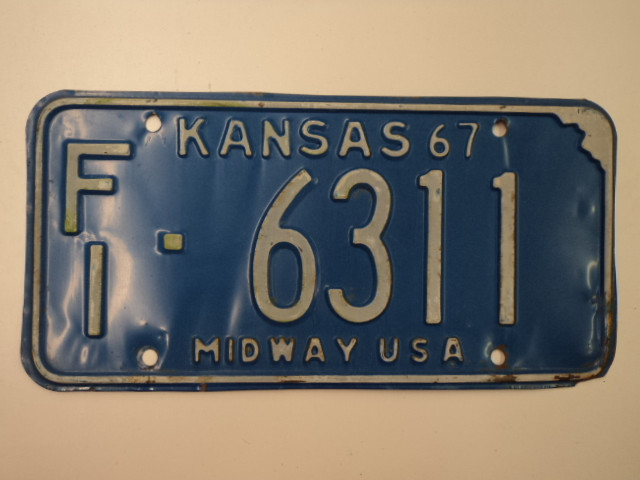 1967 KANSAS Misway USA License Plate FI 6311 - Larry's License Plates