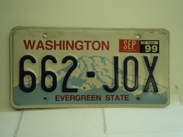 Washington EVERGREEN STATE License Plate