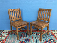 Pair of two Red Oak Solid Wood Child Chairs with 14-in seat height and Dark Oak stained finish View 1