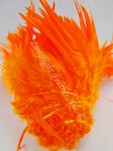 ORANGE Rooster Saddle Feathers 4 - 5 Inch Per ounce
