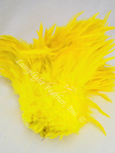 YELLOW Rooster Saddle Feathers 4 - 5 Inch Per ounce