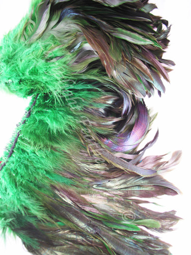 ROOSTER Schlappen Feathers half bronze dyed Green, per foot