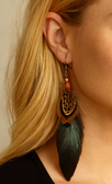 feather earrings black with pheasant side view
