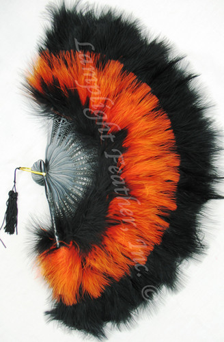 Feather Fan Marabou Orange and Black