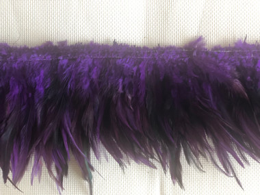 Feather Trim, Furnace Saddle Hackle dyed Deep Purple per yard