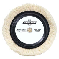 Buff and Shine Pad 7.5 White Wool 100% Heavy Cut 4ply Twisted yarn Ring back