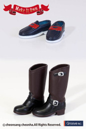 MS-010 - MIO Pullip Engineer Boots (Dark Brown) x Loafers (Blue ,Red)