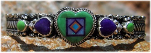 Aldrigde Inlay Carico Lime Turquoise Bracelet and Sugilite