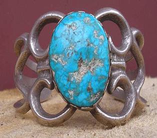 Sand Cast Navajo Turquoise Bracelet