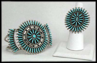 Vintage Zuni Jewelry - Needlepoint Pendant