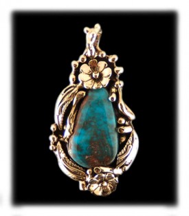 One of a kind gold and turquoise pendant