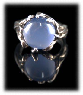 Silver Ring with Blue Chalcedony