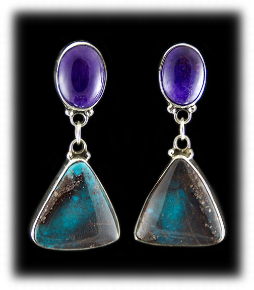 Turquoise Earrings By urango Silver Co