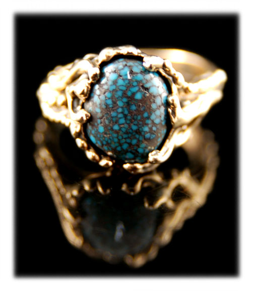 Lander Blue Turquoise and gold ring