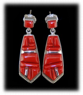 Silver Earrings with red Italian Coral