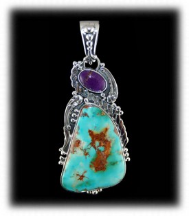 Sugilite and Turquoise pendant by John Hartman