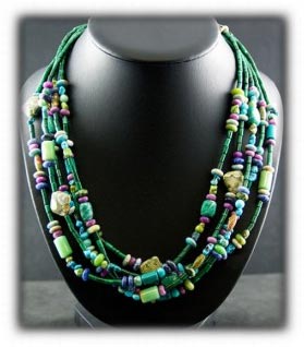 Turquoise Beaded Treasure Necklace