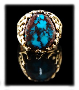 Mens Gold Bisbee Turquoise Ring